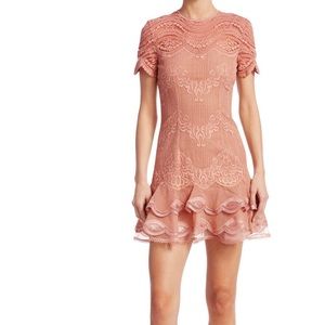 Jonathan Simkhai- mixed lace cap sleeve mini dress